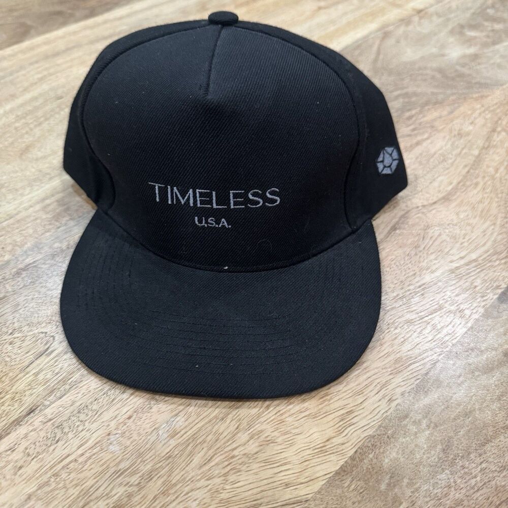 Timeless USA Black Snapback Hat Minimal Streetwear Adjustable Wool Blend